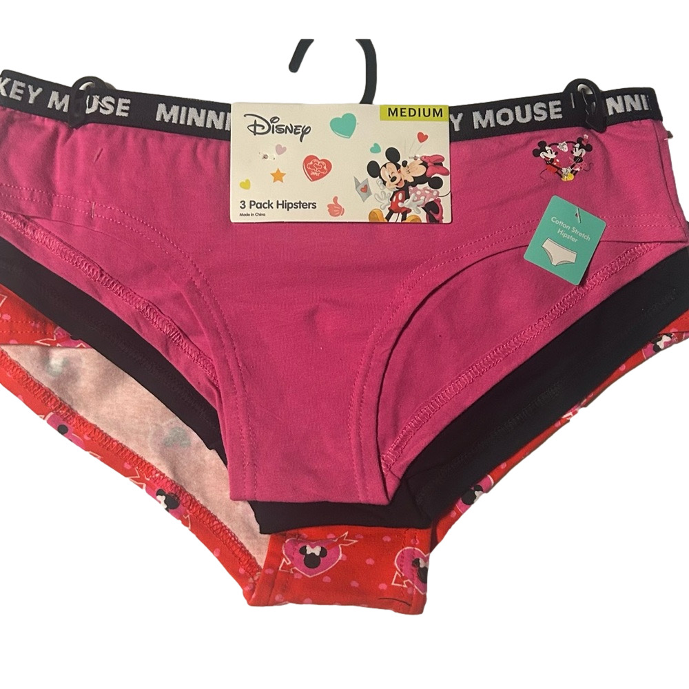 Disney Woman’s Mickey Mouse Minnie Mouse 3 Pack Cotton Stretch Hipster Underwear